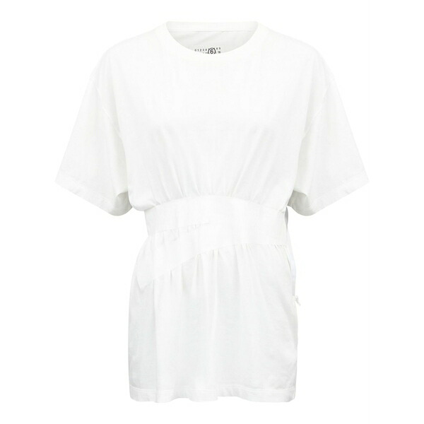 マルタンマルジェラ レディース Tシャツ トップス Tape-embellished t-shirt White|asty