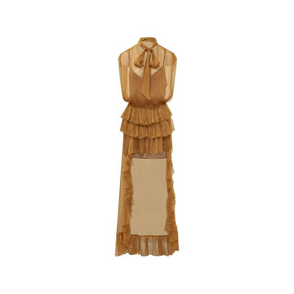 アクチュアリー レディース 衣裳 トップス Ruffled bow-detail dress Brown
