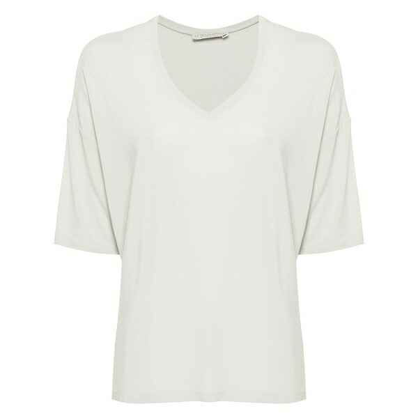 ル トリコット ペルー共和国ジャ レディース プルオーバー トップス V-neck drop-shoulder t-shirt Grey