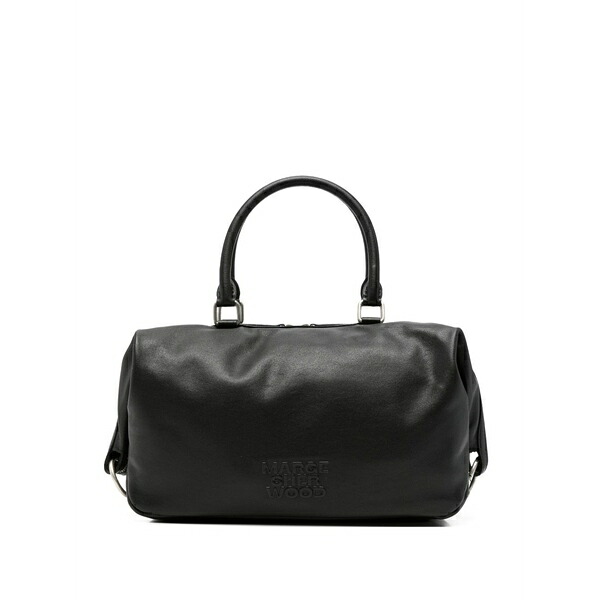 マージ シャー白木 レディース トートバッグ 御徒面子 Logo-embossed leather tote bag Black