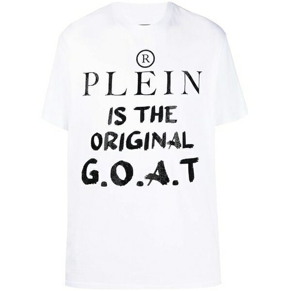 フィリップ飾り気のない メンズ ティーシャツ トップス Logo-print short-sleeved t-shirt White
