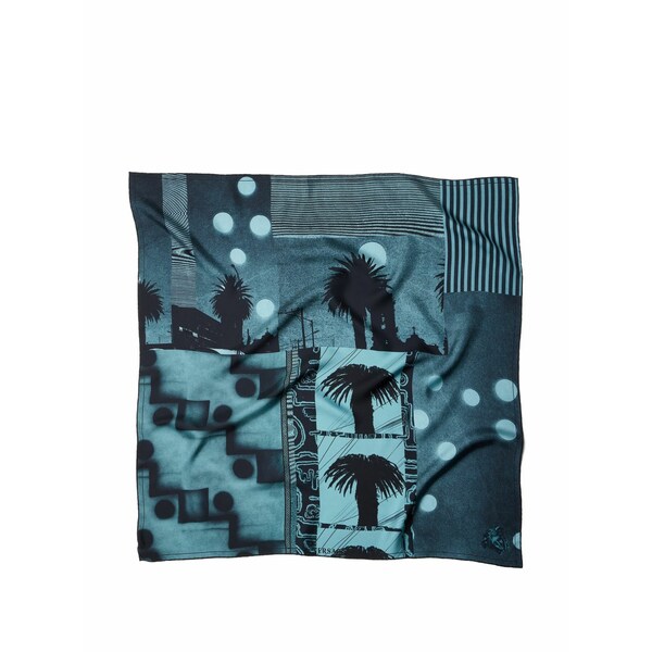 ヴェルサーチ メンズ 消音装置・袈裟・えり巻き 添え物 Printed silk twill scarf 90 糎 Blue