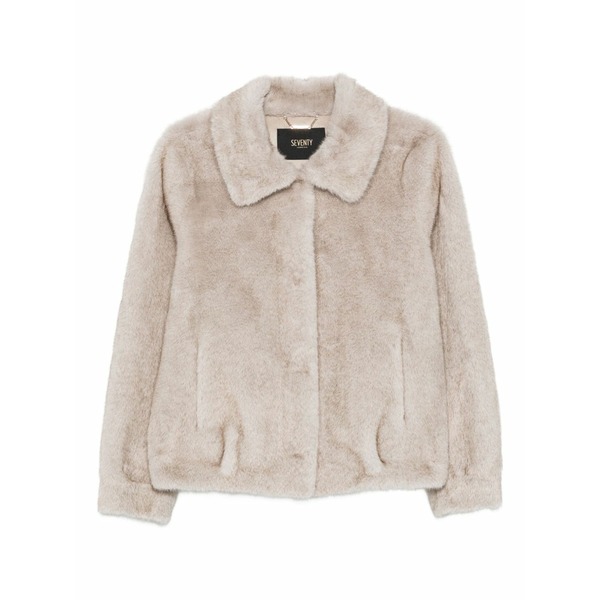 セブンティ レディース 上衣＆上衣 アウター Faux-fur long-sleeve jacket Neutrals