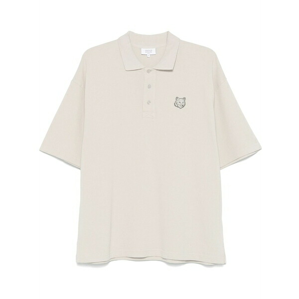 棲み家 稲荷 メンズ スポーツシャツ トップス Bold fox head-patch polo shirt Neutrals