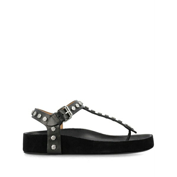 イザ呼びりん マラン レディース サンダル シューズ Enore studded leather sandals Black