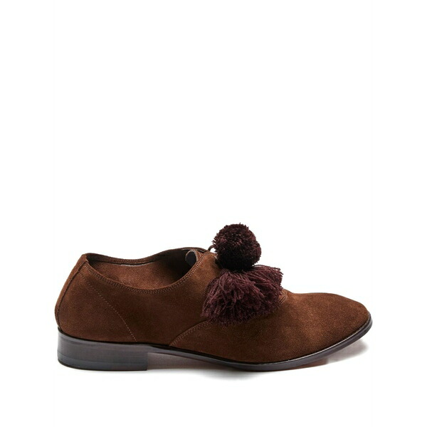 スイまかない方 メンズ スニーカー シューズ Pompom-embellished loafers Brown