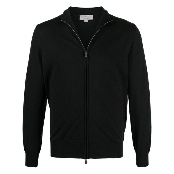 カナーリ メンズ 編み物\u0026プルオーバー アウター Funnel neck zip-up jumper Black