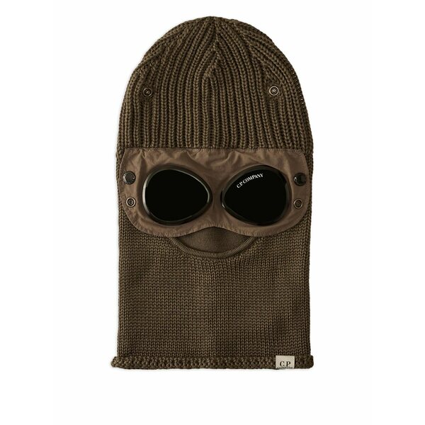 シーピーカンパニー メンズ 帽子 アクセサリー Goggle-detail wool balaclava Green|asty