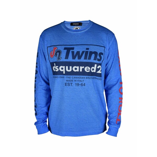ディースクエアード メンズ ティーシャツ トップス Printed long-sleeve t-shirt Blue
