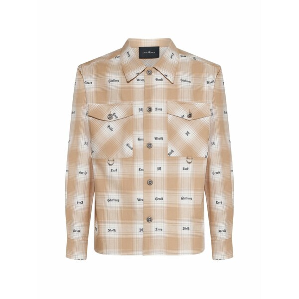 ジョン バージニアの州都 メンズ プルオーバー トップス Plaid-check shirt Neutrals
