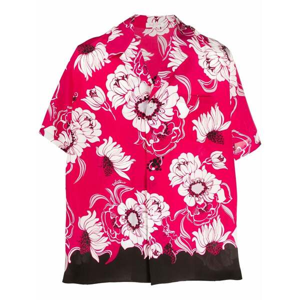 ヴァレンティノ ガラヴァーニ メンズ プルオーバー トップス Floral-print short-sleeved shirt Pink