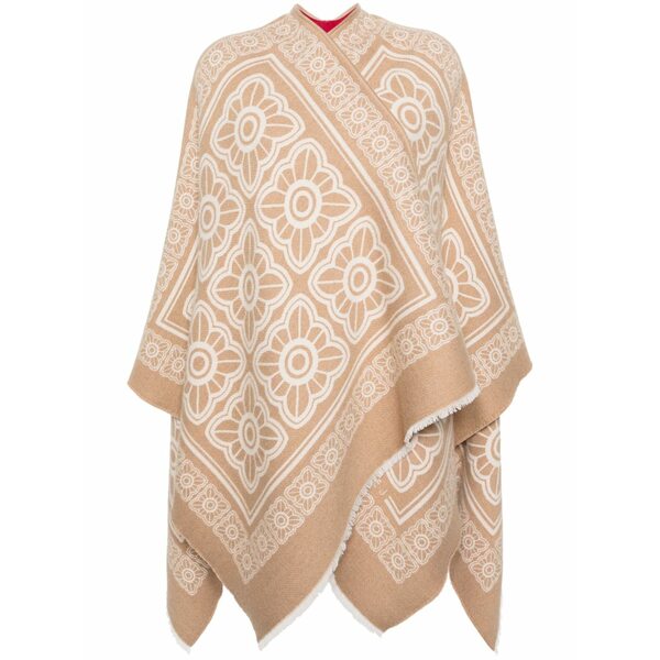ラ・ダブル・ジェイ レディース 上衣＆上衣 アウター Tiles-print reversible poncho Brown