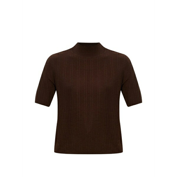オフィシンジェネレール レディース プルオーバー トップス Ribbed short-sleeve t-shirt Brown