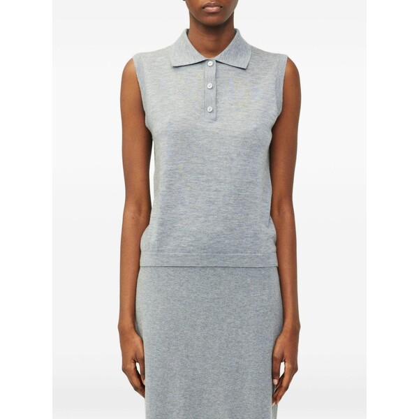 リサ・ヤン レディース 編み物\u0026スウェーター アウター Lise sleeveless polo top Grey