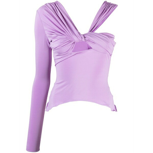ネンシ ドジャカ レディース Tシャツ トップス One-shoulder asymmetric top Purple｜asty