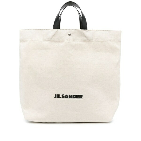 ジル・サンダー レディース トートバッグ バッグ Logo-print cotton tote bag Neutrals｜asty