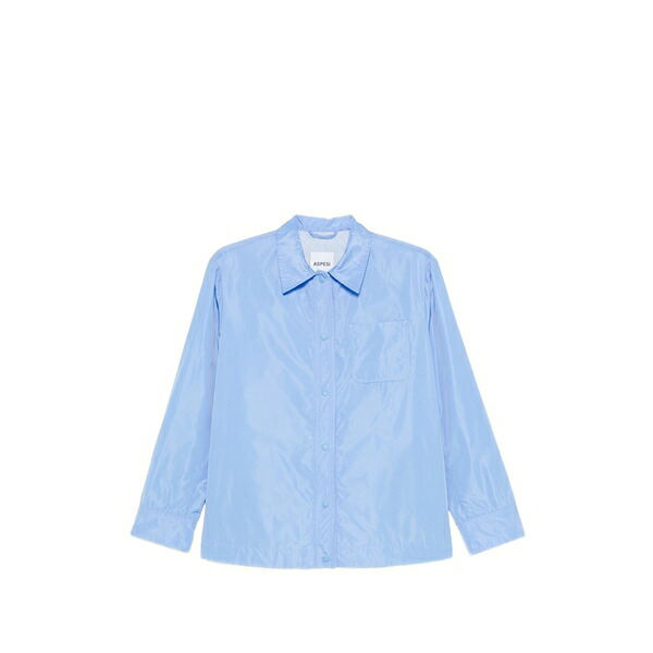 アスペジ レディース ジャケット&ブルゾン アウター Chest-pocket shirt jacket Blue|asty