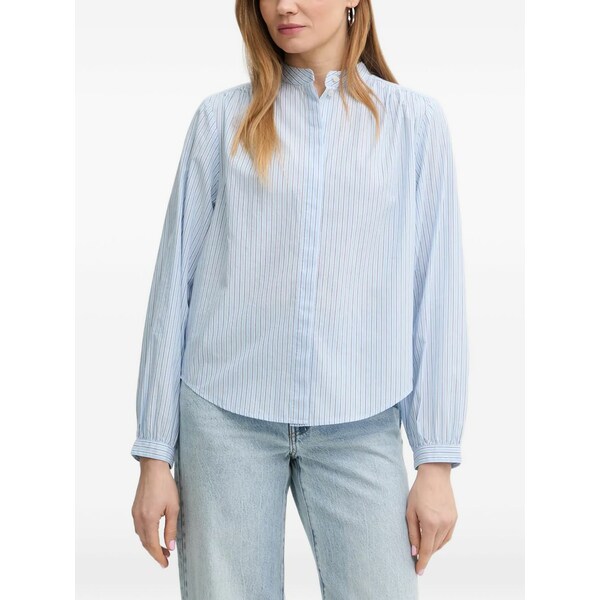 マルコポーロ レディース シャツ トップス Cotton striped shirt Blue｜asty