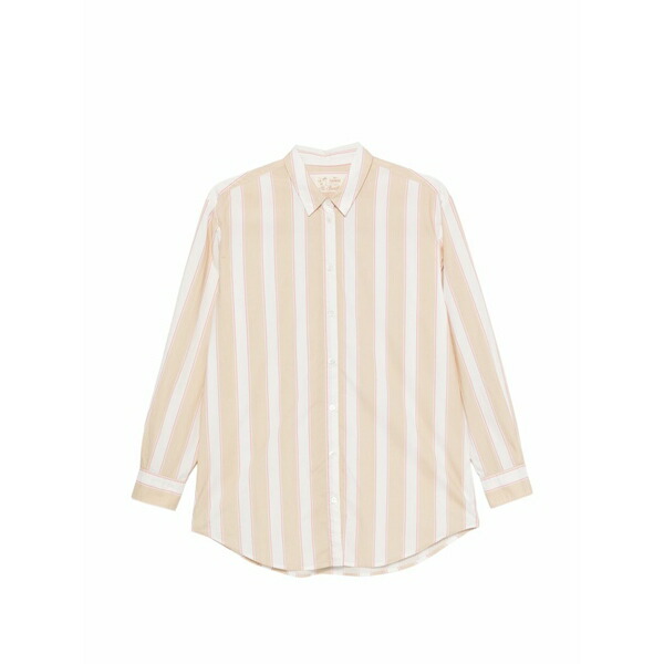 エムシーツーセイントバース レディース シャツ トップス Striped embroidered-logo shirt Neutrals｜asty