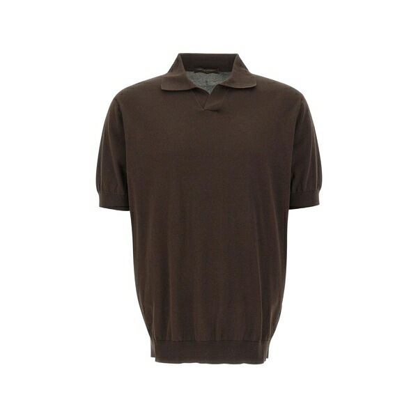 フィリッポ デ ラウレンティス メンズ Tシャツ トップス Ribbed-trim t-shirt Brown|asty