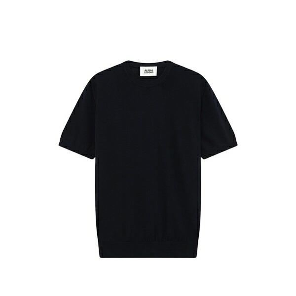 アルファス テューディオ メンズ Tシャツ トップス Short-sleeve ribbed-trim t-shirt Blue｜asty