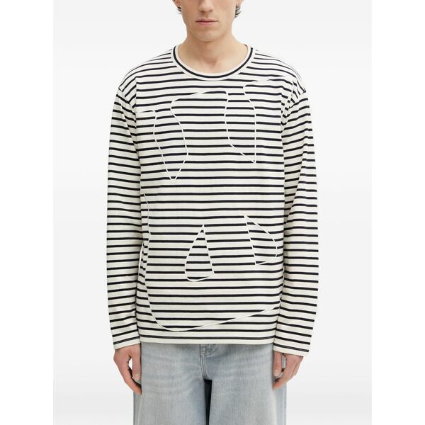 ウェールズ ボナー メンズ Tシャツ トップス Crown striped long-sleeve t-shirt Neutrals|asty