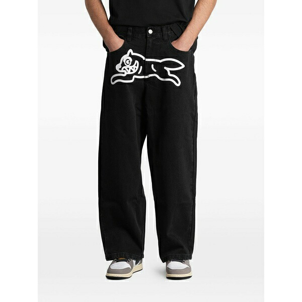アイスクリーム メンズ デニムパンツ ボトムス Running dog triple scoop jeans Black｜asty