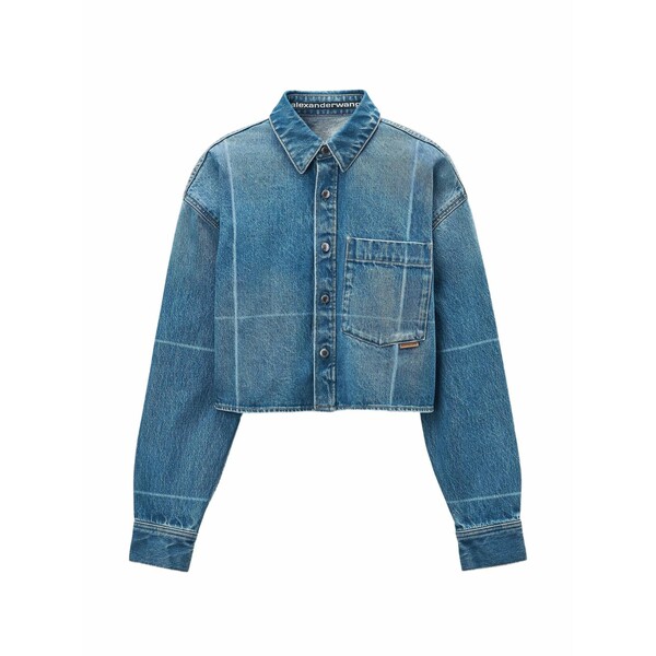 アレキサンダーワン レディース シャツ トップス Cropped button-down shirt Blue|asty