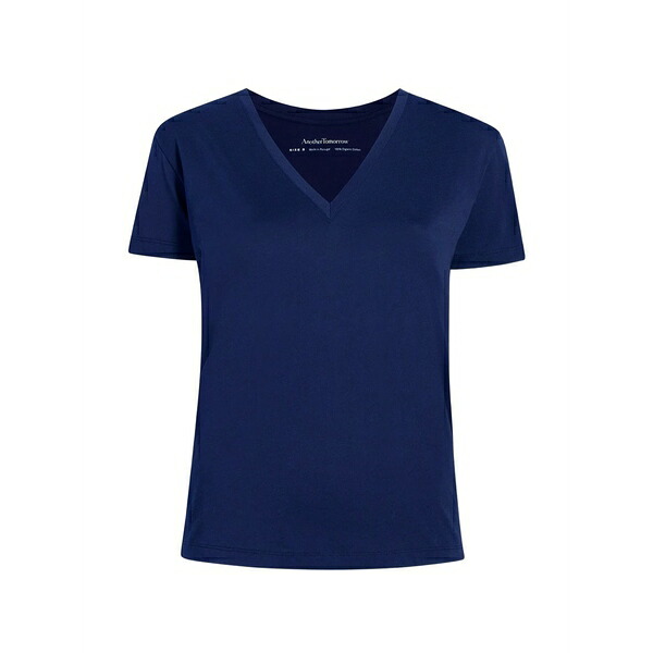 アナザー トゥモロー レディース Tシャツ トップス V-neck t-shirt Blue｜asty