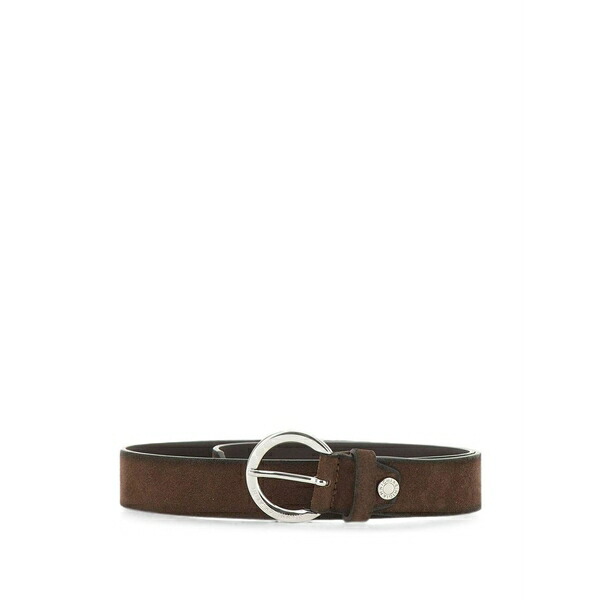 ジャンニ・キアリーニ レディース ベルト アクセサリー Logo-engraved suede belt Brown｜asty