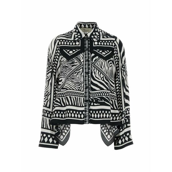 ブルマリン レディース シャツ トップス Printed twill shirt Black｜asty