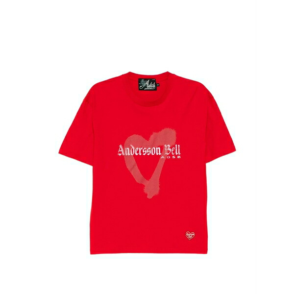 アンダーソン ベル メンズ Tシャツ トップス Heart-printed t-shirt Red|asty