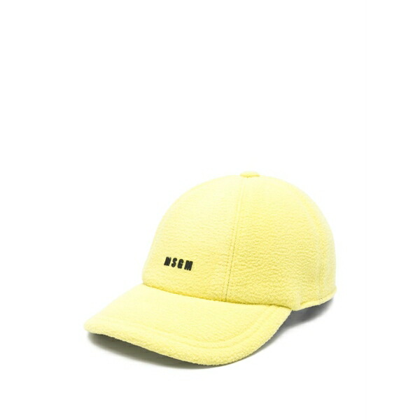 エムエスジイエム レディース 帽子 アクセサリー Logo-embossed cap Yellow｜asty