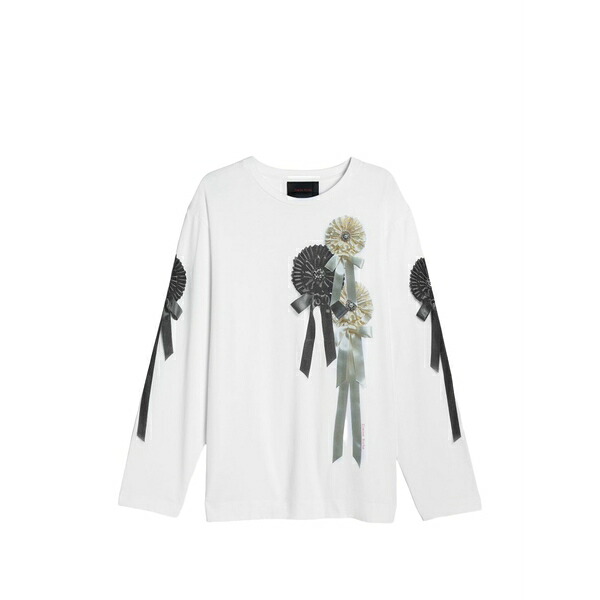 シモーネ・ロシャ レディース Tシャツ トップス Rosette-print long-sleeve t-shirt White|asty