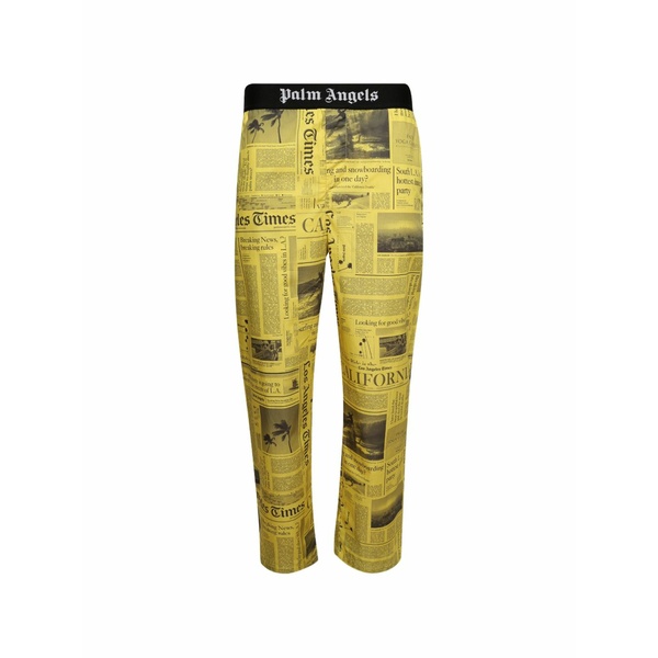 パーム・エンジェルス メンズ カジュアルパンツ ボトムス X la times newspaper-print trousers Yellow｜asty