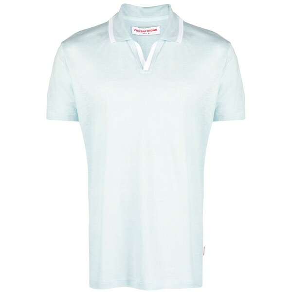 オールバー ブラウン メンズ ポロシャツ トップス Felix linen piqu&pound; polo shirt Blue｜asty