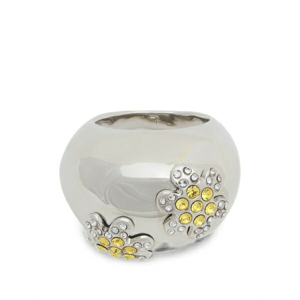 マルニ レディース リング アクセサリー Yellow-rhinestone daisy ring Silver|asty