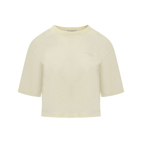 フィロソフィーデロレンゾセラフィーニ レディース Tシャツ トップス Logo-print t-shirt Neutrals｜asty