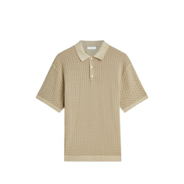 トミー ヒルフィガー メンズ ポロシャツ トップス Basket-weave polo shirt Neutrals｜asty