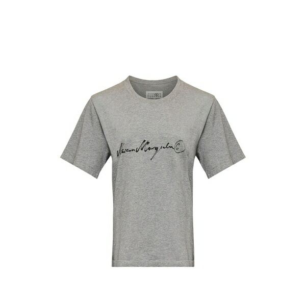 マルタンマルジェラ レディース Tシャツ トップス Handwritten-print cotton jersey t-shirt Grey|asty