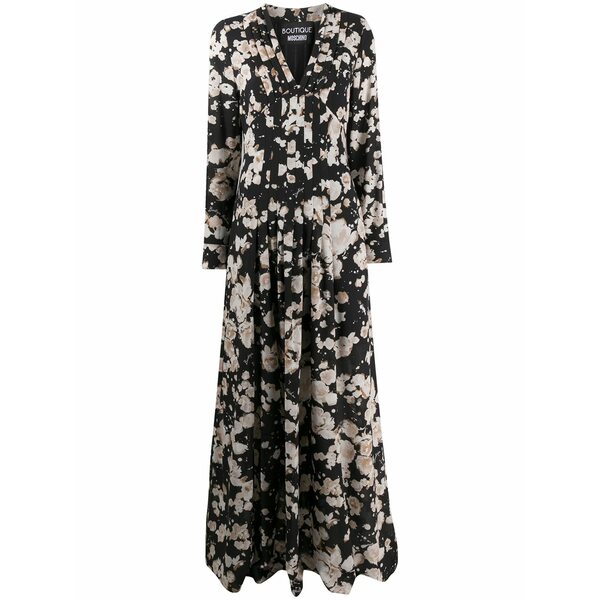 モスキーノ レディース ワンピース トップス Floral maxi dress Black|asty