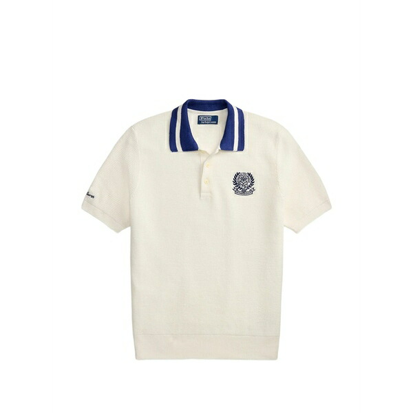ラルフローレン メンズ ポロシャツ トップス Striped embroidered cotton polo shirt White｜asty