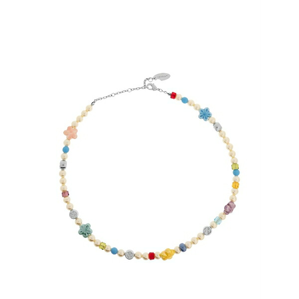 オフホワイト レディース ネックレス・チョーカー・ペンダントトップ アクセサリー Flower-detail beaded necklace Silver｜asty
