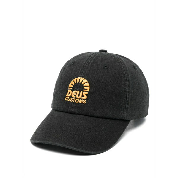 デウス エクス マキナ メンズ 帽子 アクセサリー Logo-embroidered baseball cap Black｜asty