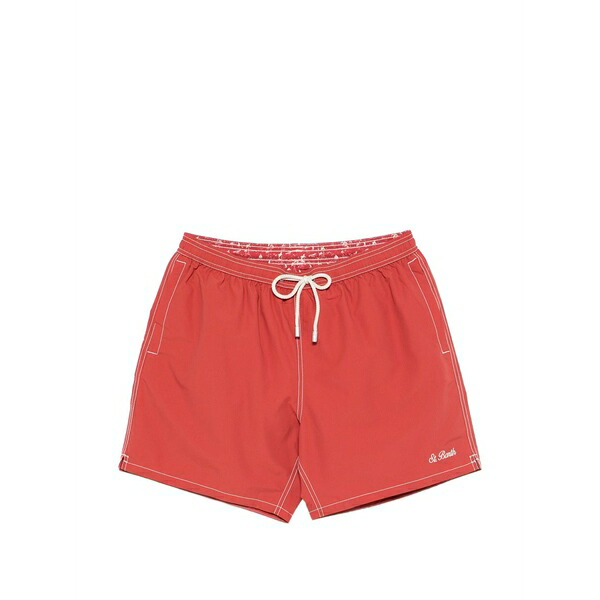 エムシーツーセイントバース メンズ カジュアルパンツ ボトムス Patmos contrast-stitch swim shorts Red｜asty