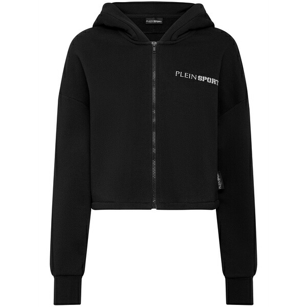プレインスポーツ レディース パーカー・スウェットシャツ アウター Scratch-print zip-up hoodie Black|asty