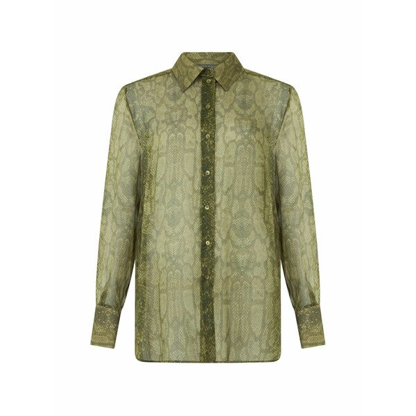 アルベルタ フェレッティ レディース シャツ トップス Snake-print silk shirt Green|asty