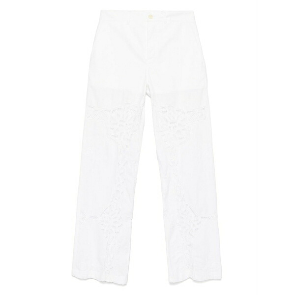 マリーン セル レディース カジュアルパンツ ボトムス Lace-panel trousers Neutrals|asty