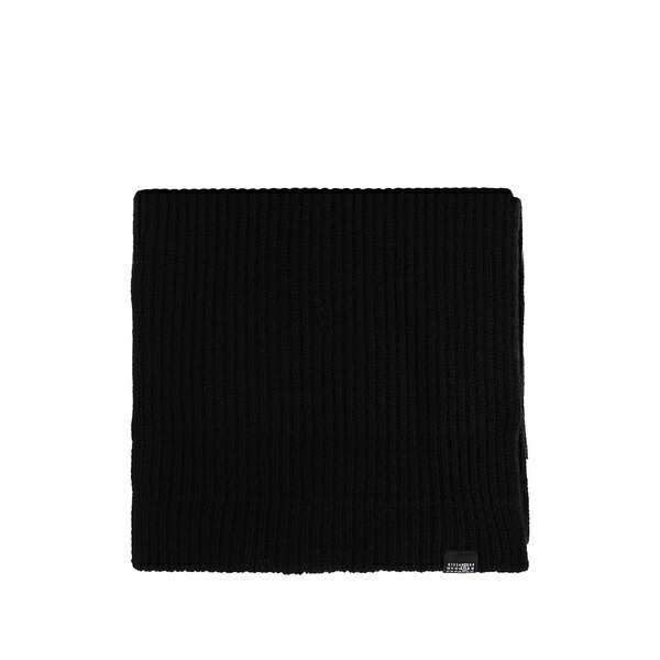 マルタンマルジェラ メンズ マフラー・ストール・スカーフ アクセサリー Ribbed logo-patch scarf Black|asty