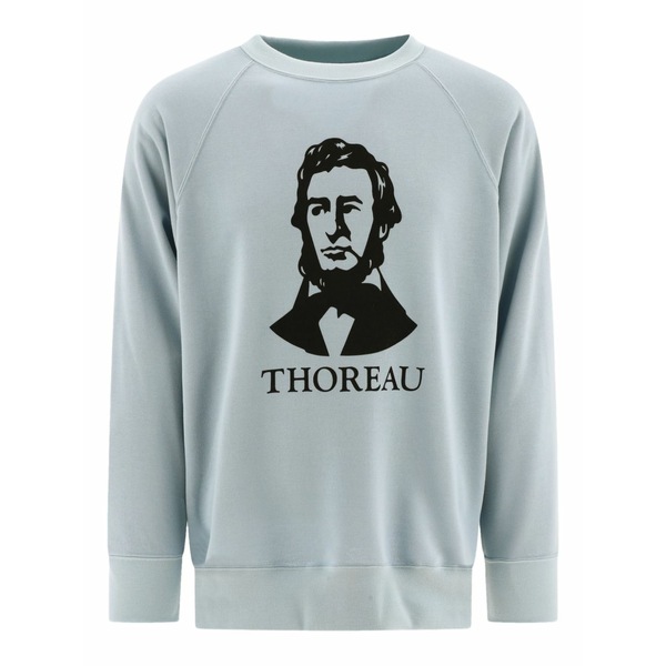 マウンテン リサーチ メンズ パーカー・スウェットシャツ アウター Thoreau-print crew-neck sweatshirt Blue｜asty